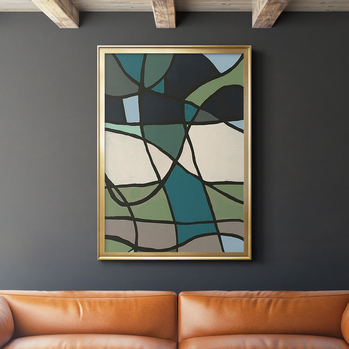 Multicolor Stained Glass I - Modern Framed Canvas Print