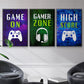 It's Game On I - Framed Premium Gallery Wrapped Canvas L Frame 3 Piece Set - Ready to Hang