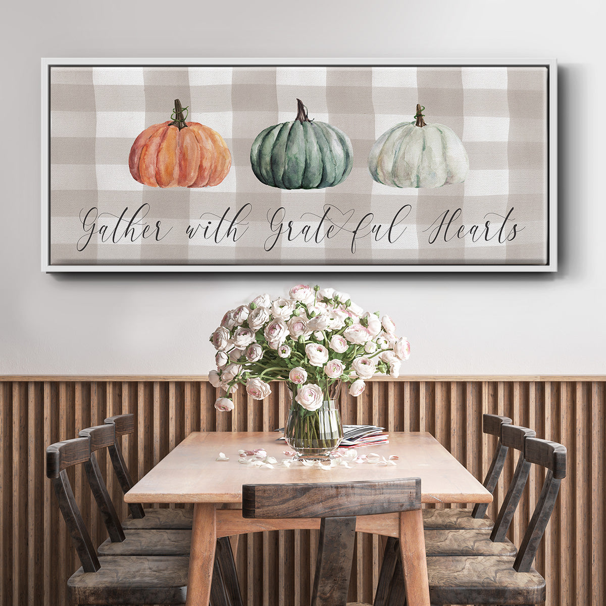 Gather With Grateful Hearts - Floater Framed Canvas Print
