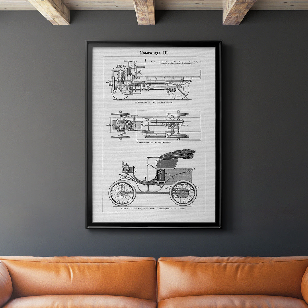 Industrial Motorcar - Modern Framed Canvas Print