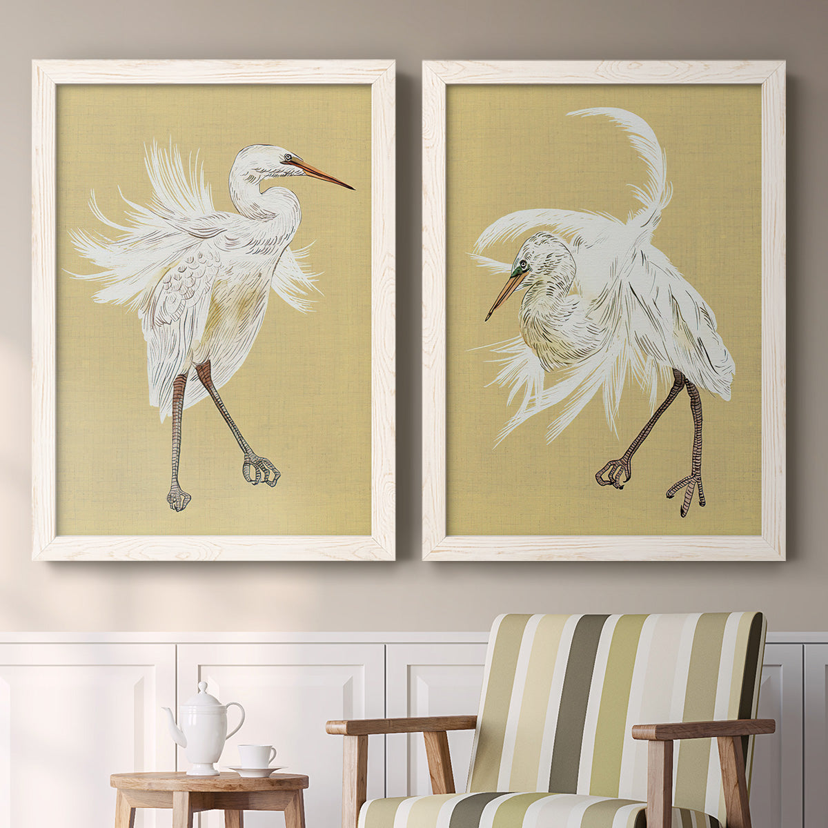 Heron Plumage V - Premium Framed Canvas 2 Piece Set - Ready to Hang