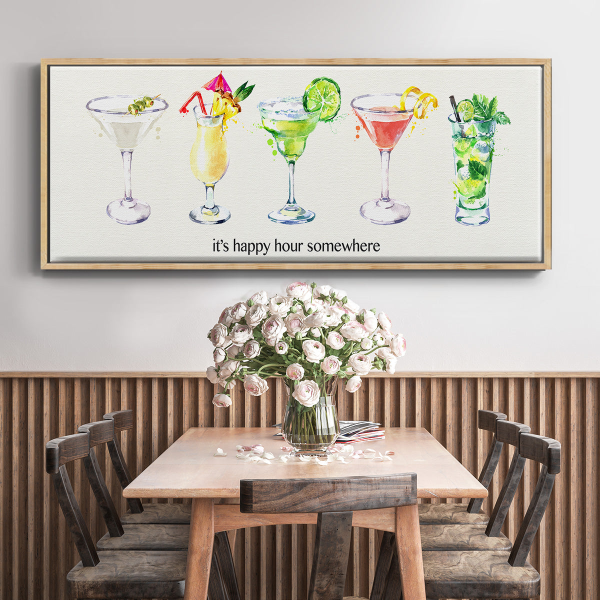 Happy Hour Cocktails - Floater Framed Canvas Print