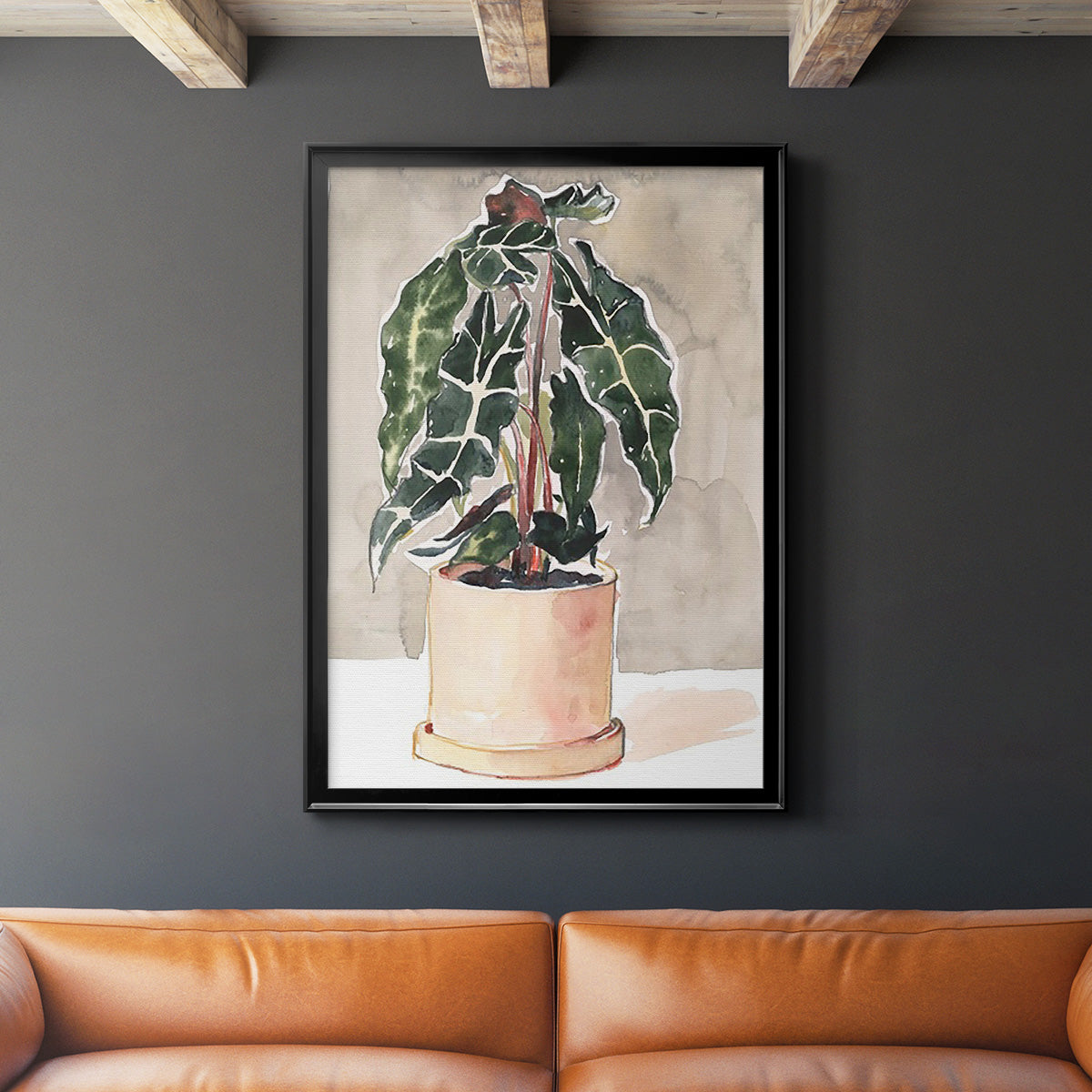 Potted Houseplant I - Modern Framed Canvas Print