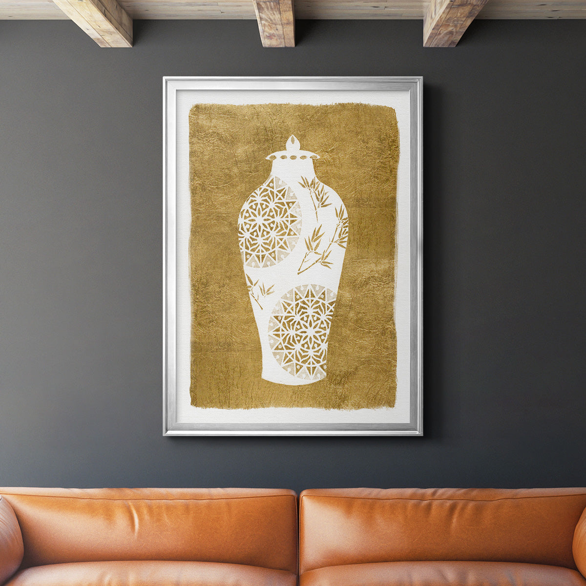 Golden Urn II - Modern Framed Canvas Print