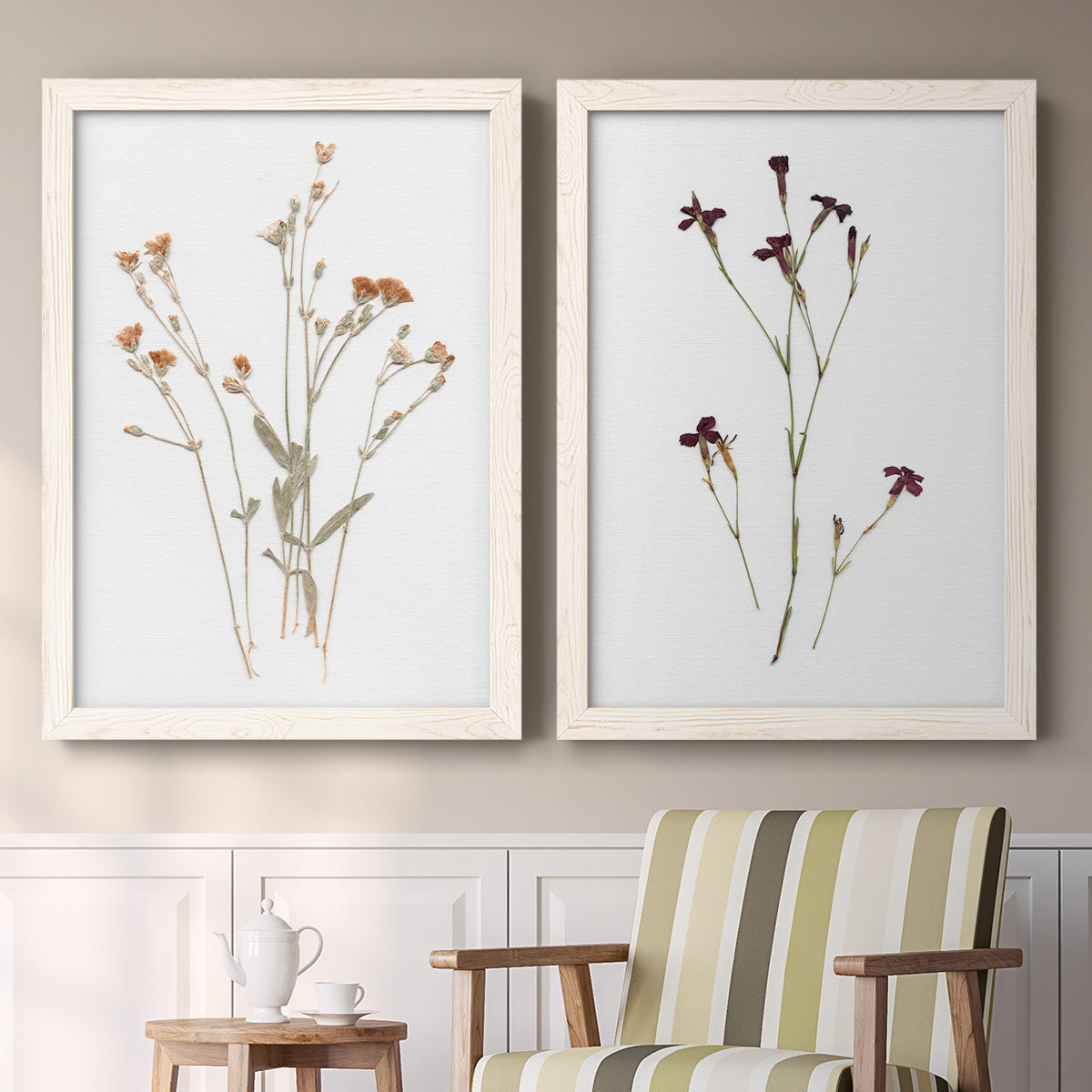 Pressed Botanical I - Premium Framed Canvas 2 Piece Set - Ready to Hang