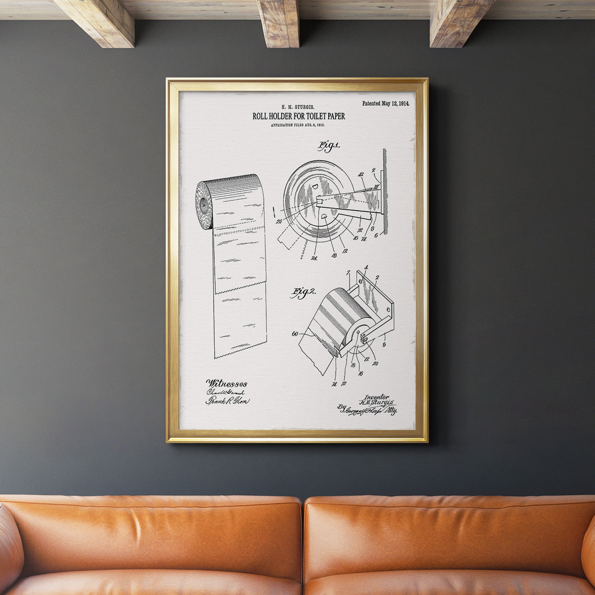 Toilet Paper Patent III - Modern Framed Canvas Print