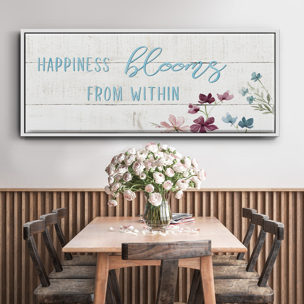 Happiness Blooms - Floater Framed Canvas Print
