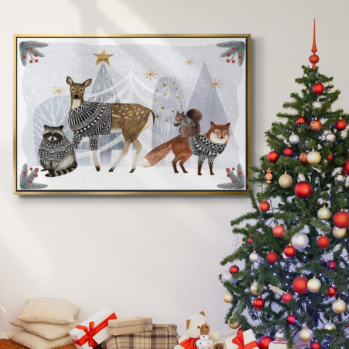 Cozy Christmas Collection A - Framed Gallery Wrapped Canvas in Floating Frame