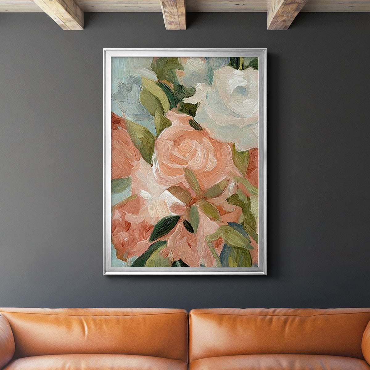 Bouquet Scatter III - Modern Framed Canvas Print