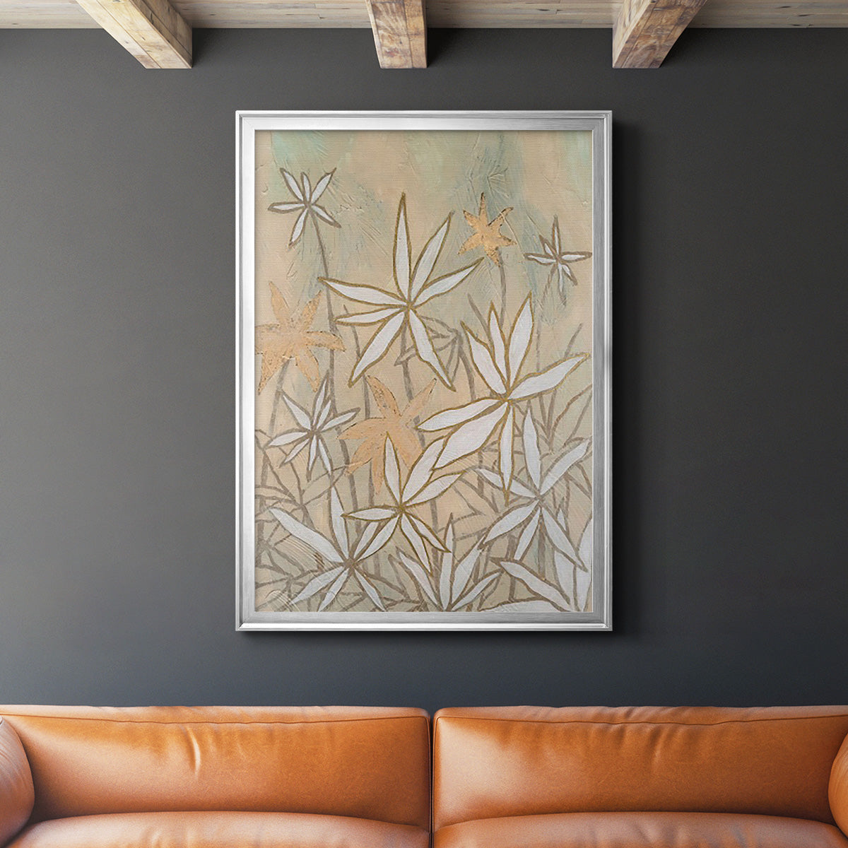 Embellished Starburst Bloom I - Modern Framed Canvas Print