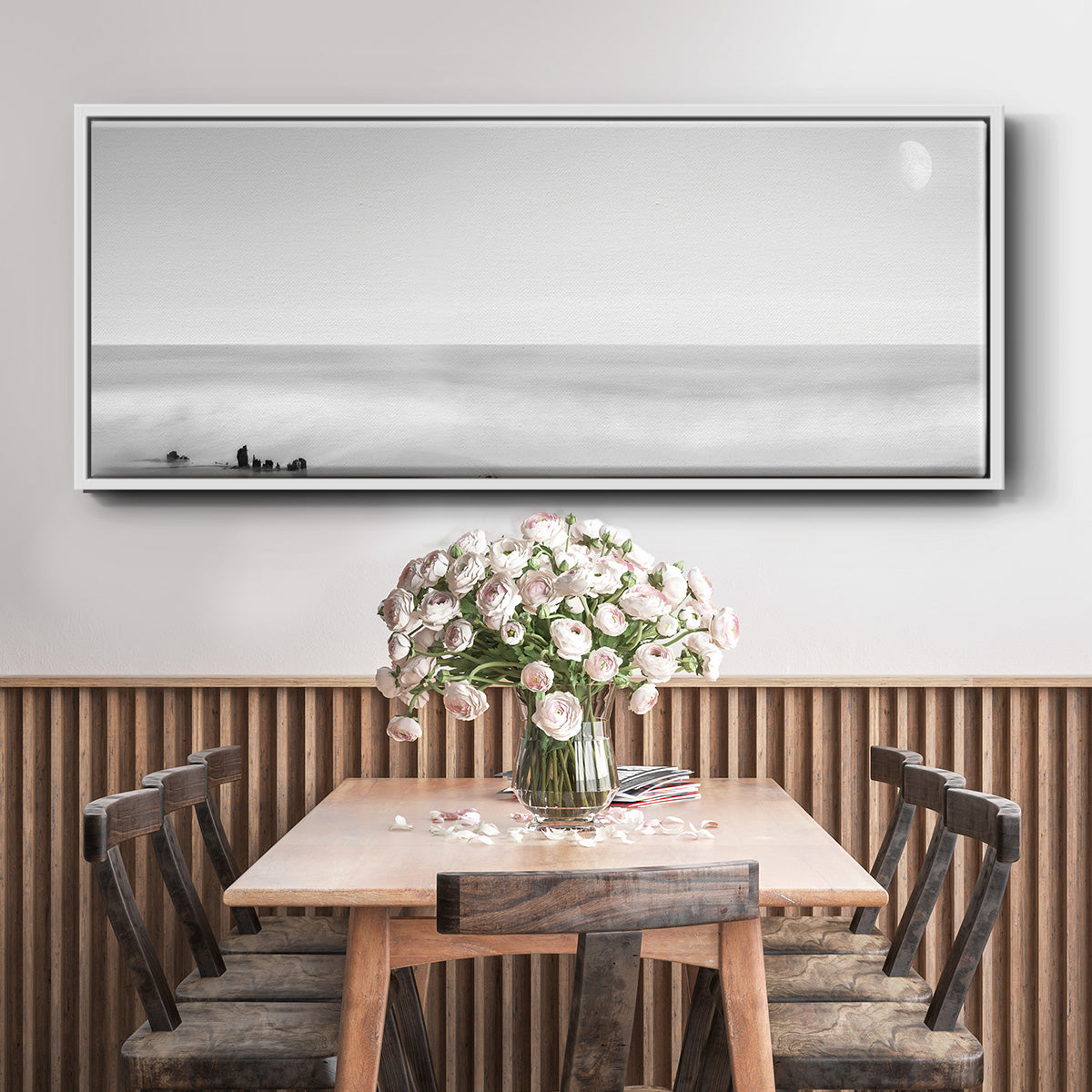 Black & White Water Panel XIV - Floater Framed Canvas Print