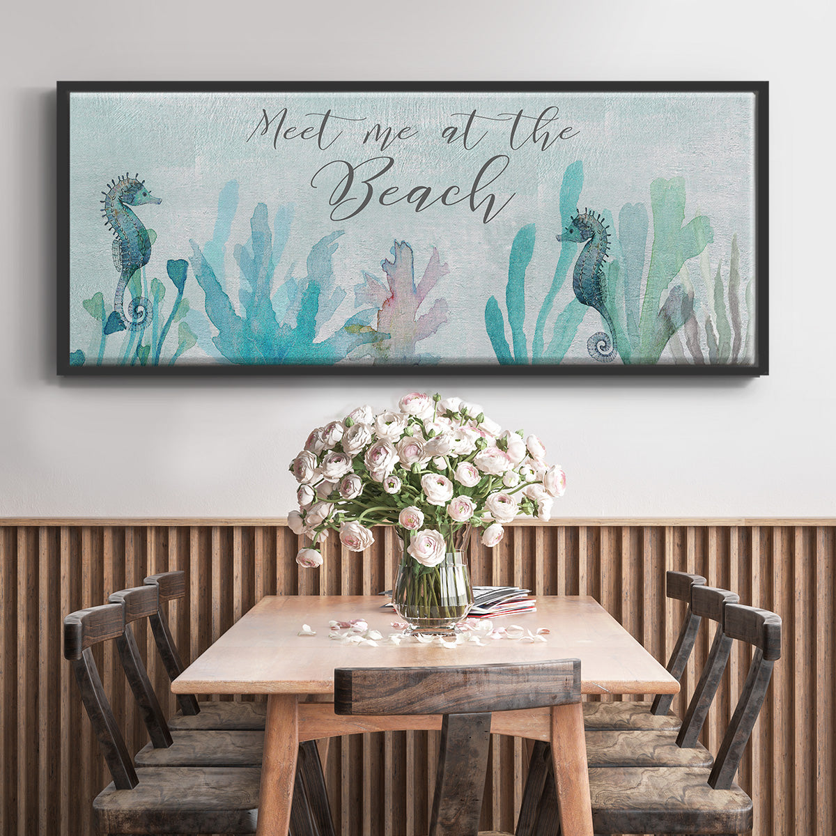 Seahorses and Coral - Floater Framed Canvas Print