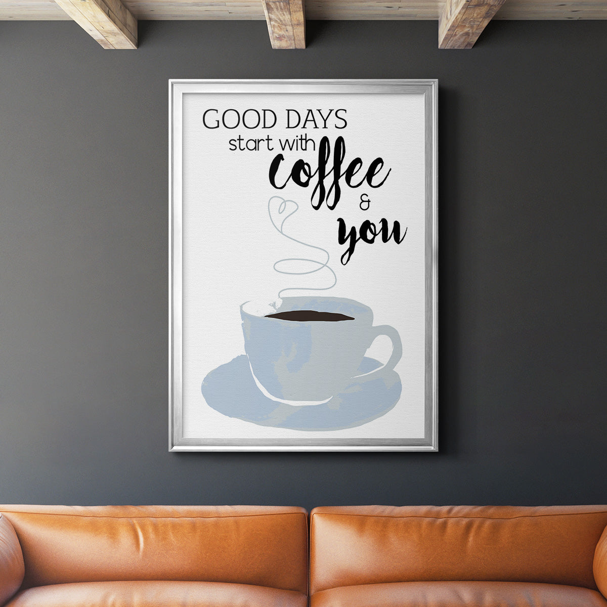 Start With Coffee & You - Modern Framed Canvas Print