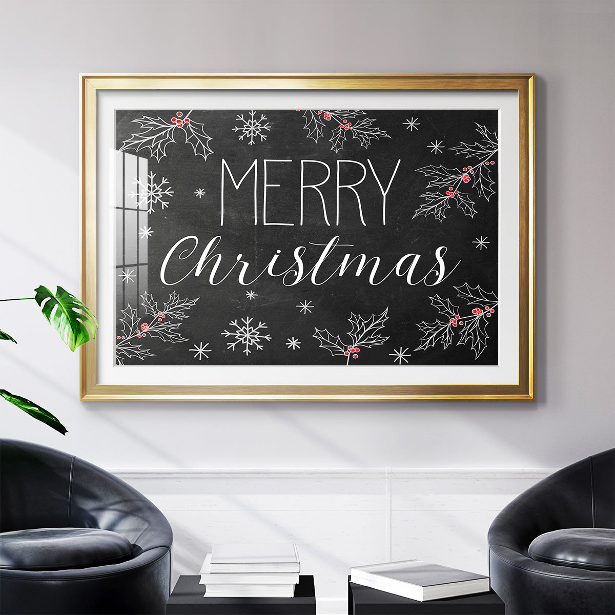 Merry Christmas Chalkboard - Modern Framed Art Print