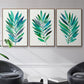 Palm Frond Flow I - Framed Premium Gallery Wrapped Canvas L Frame 3 Piece Set - Ready to Hang