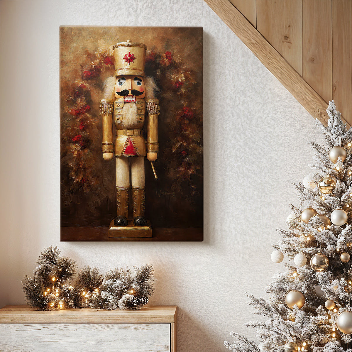 Candlelit Sleigh Hearth - Canvas Art Print