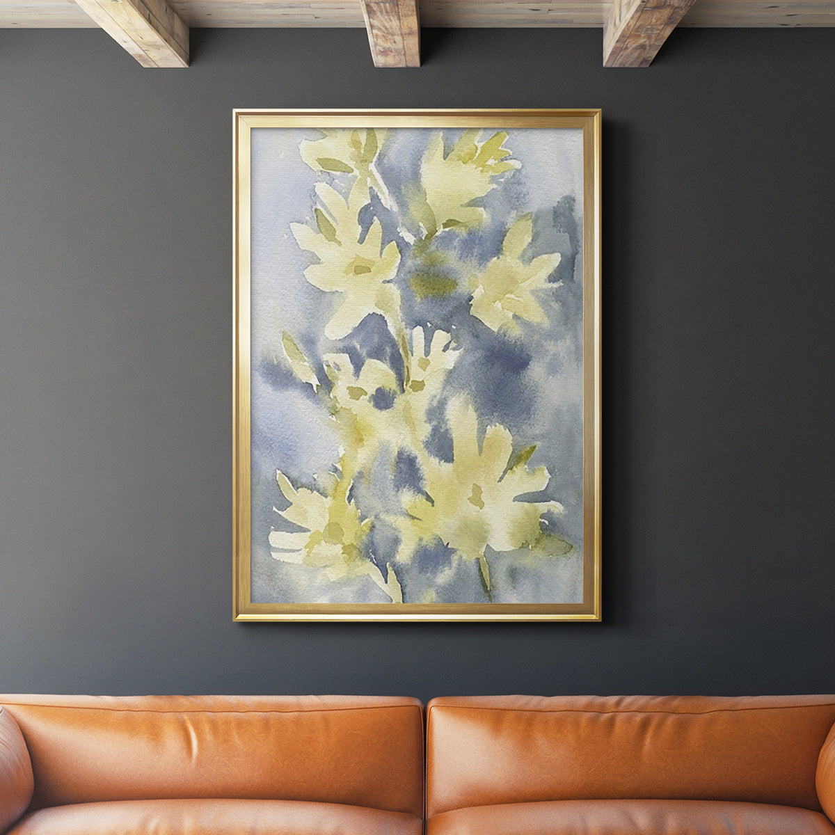 Forsythia Blooms I - Modern Framed Canvas Print