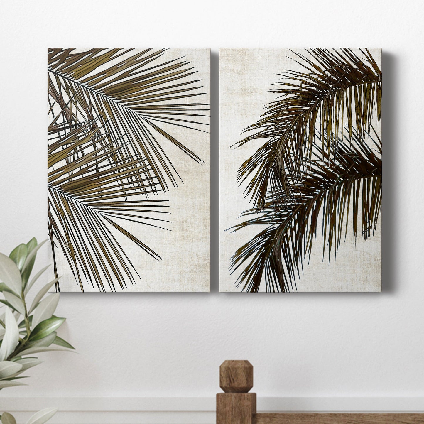 Palm I Premium Gallery Wrapped Canvas - Ready to Hang - Set of 2 - 8 x 12 Each