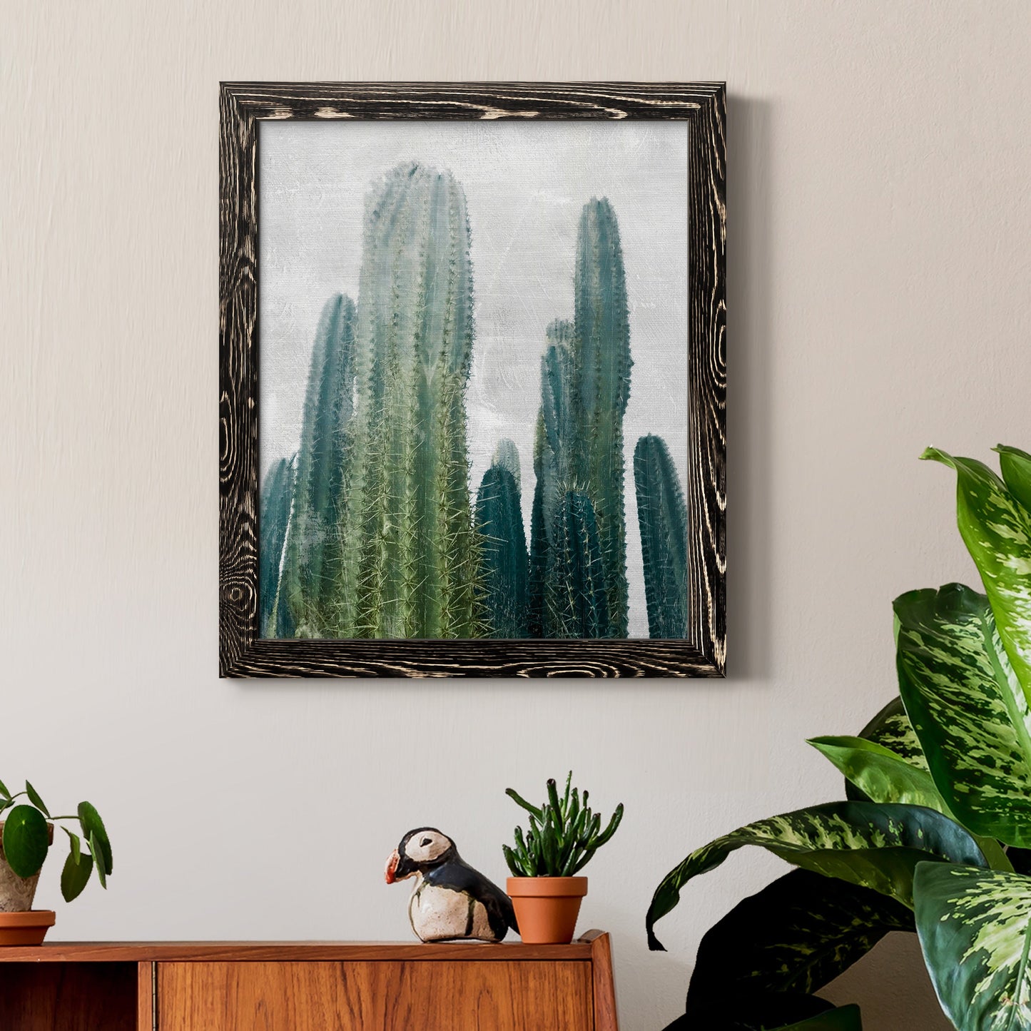 Aruba Cacti I - Premium Canvas Framed in Barnwood - Ready to Hang