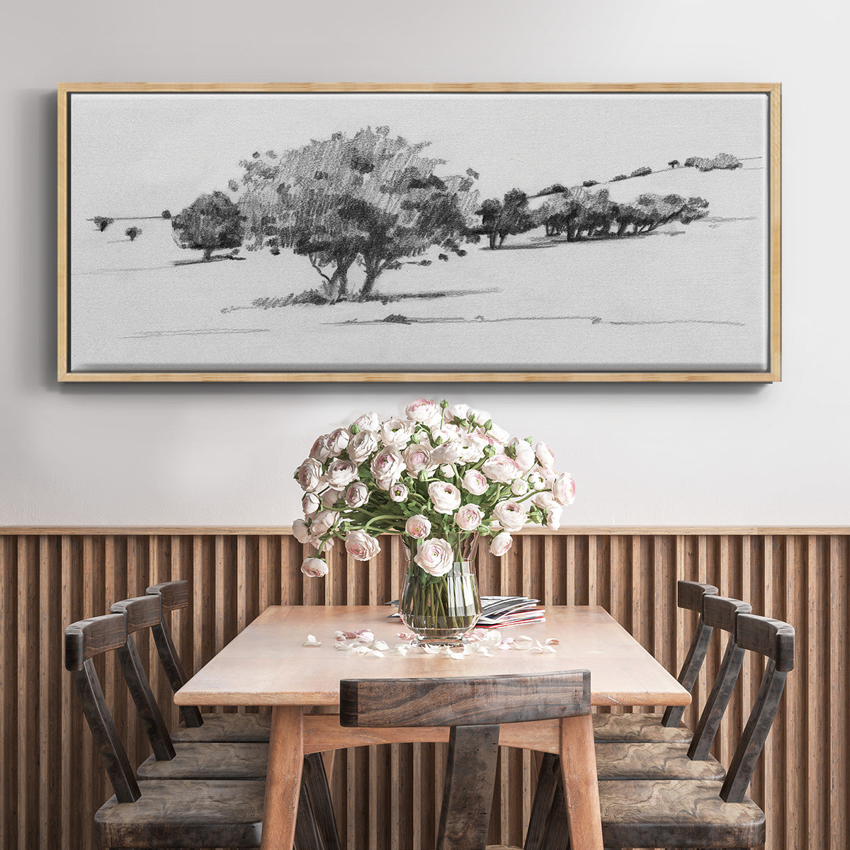 Treeline Sketch I - Floater Framed Canvas Print