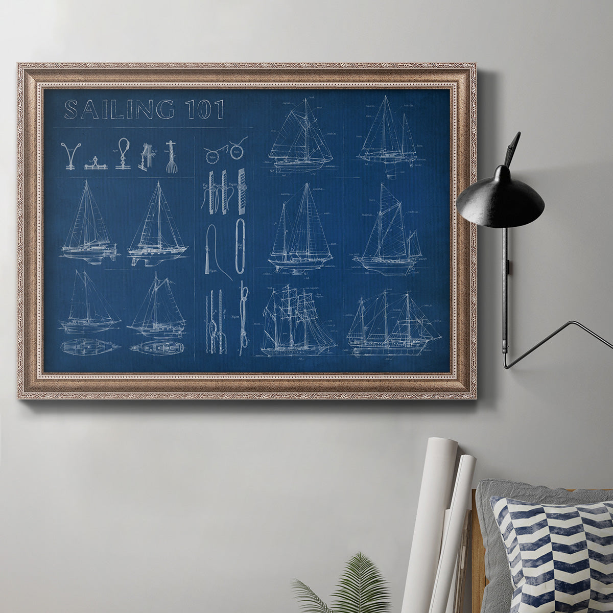 Sailing Infograph Premium Framed Canvas- Ready to Hang