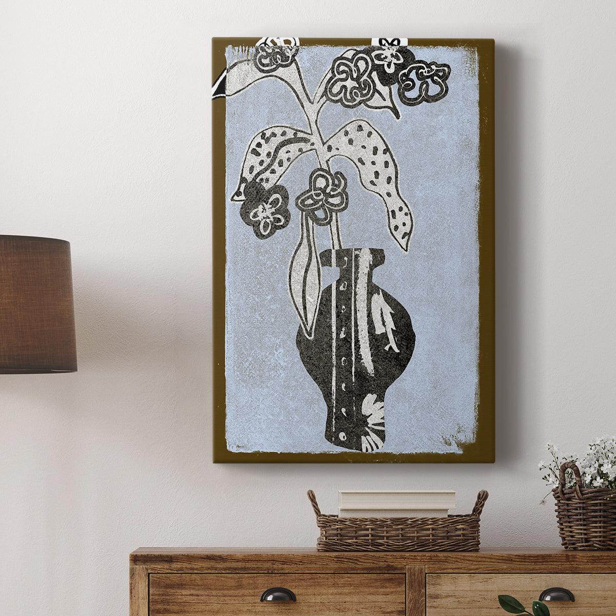 Graphic Flowers in Vase II - Canvas Art Print
