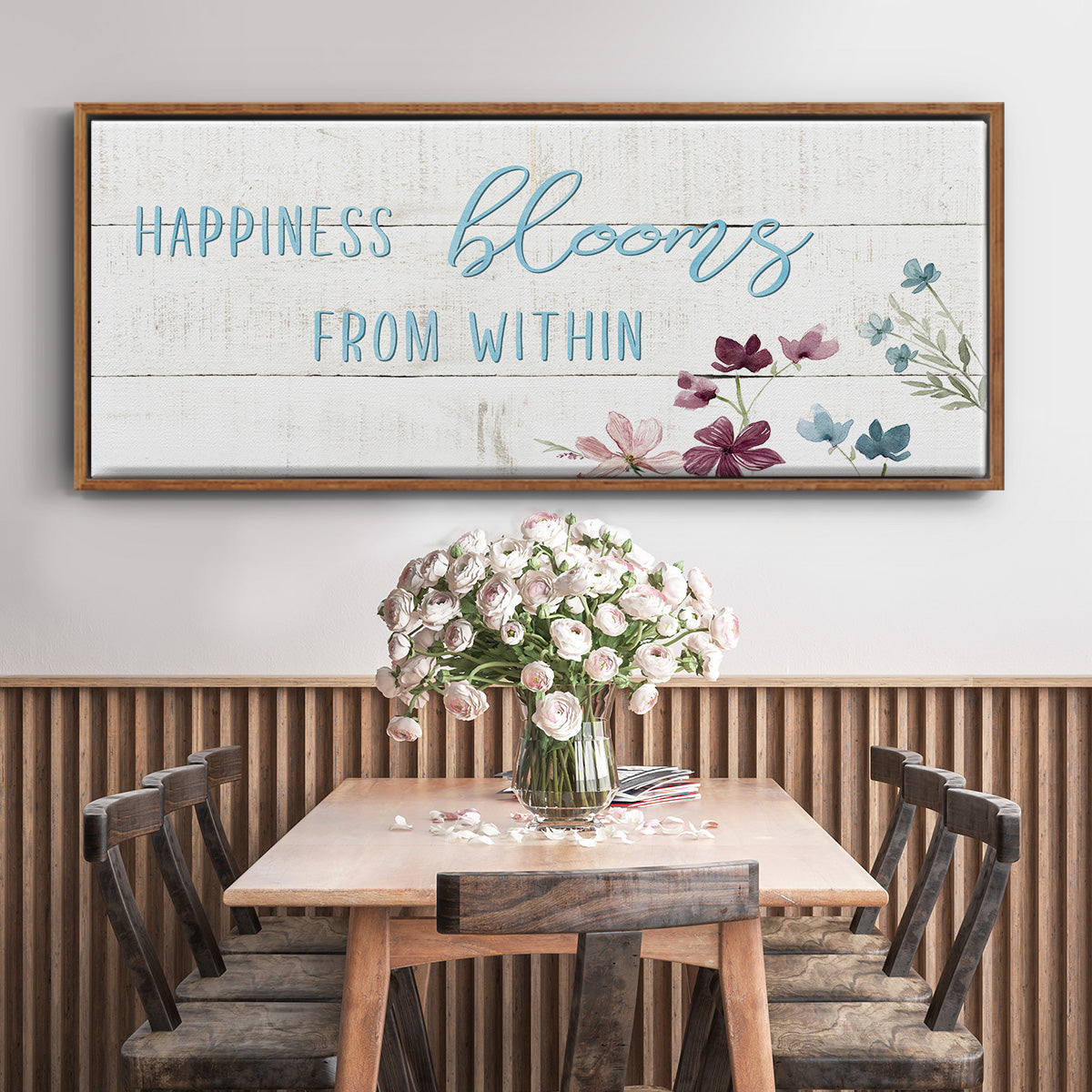 Happiness Blooms - Floater Framed Canvas Print
