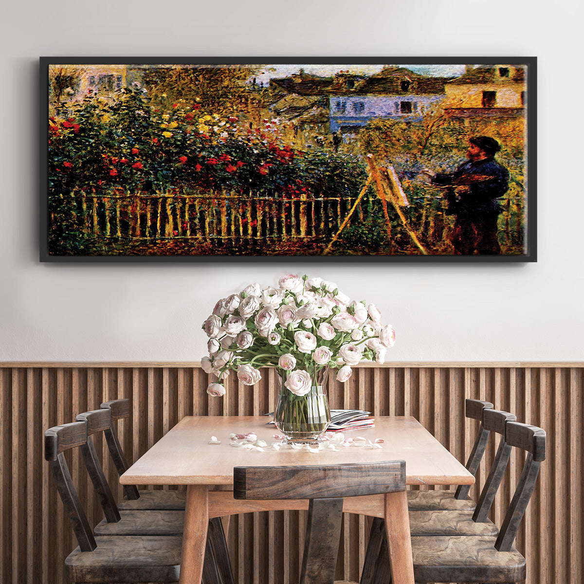 Monet Painting in His Garden in Argenteuil - Floater Framed Canvas Print