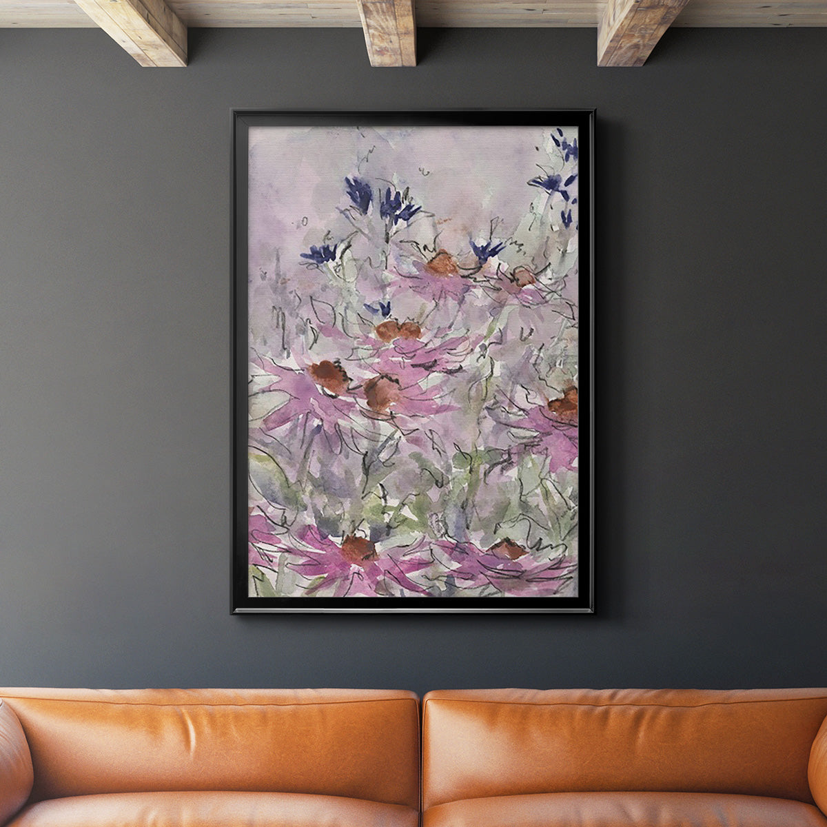 Floral Entertainment II - Modern Framed Canvas Print