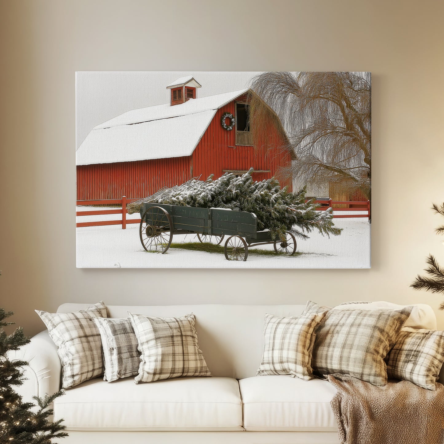 Sleigh of Warm Lantern Promise - Canvas Art Print
