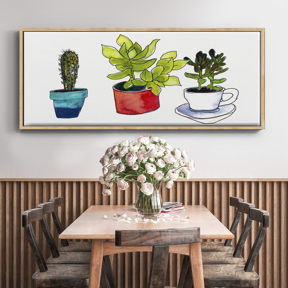 Vibing Succulents II - Floater Framed Canvas Print