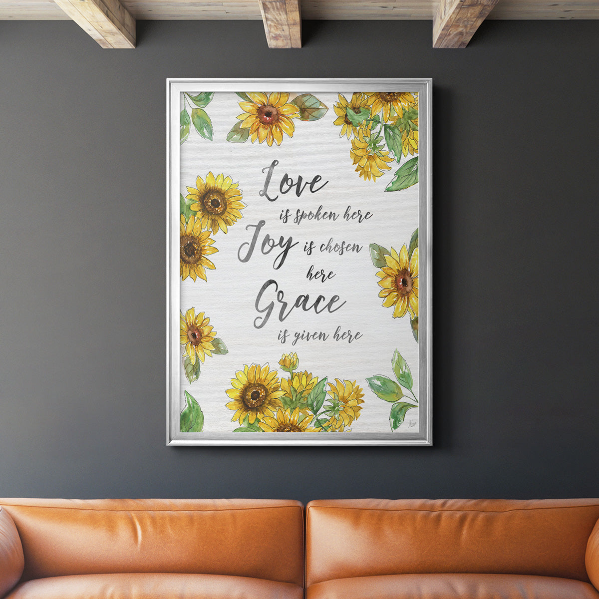 Grace Given Here - Modern Framed Canvas Print