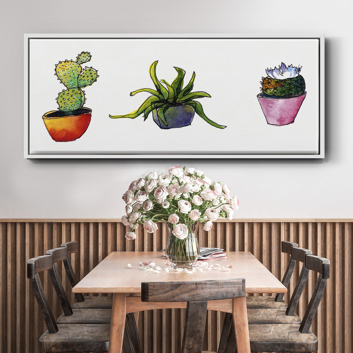 Vibing Succulents I - Floater Framed Canvas Print