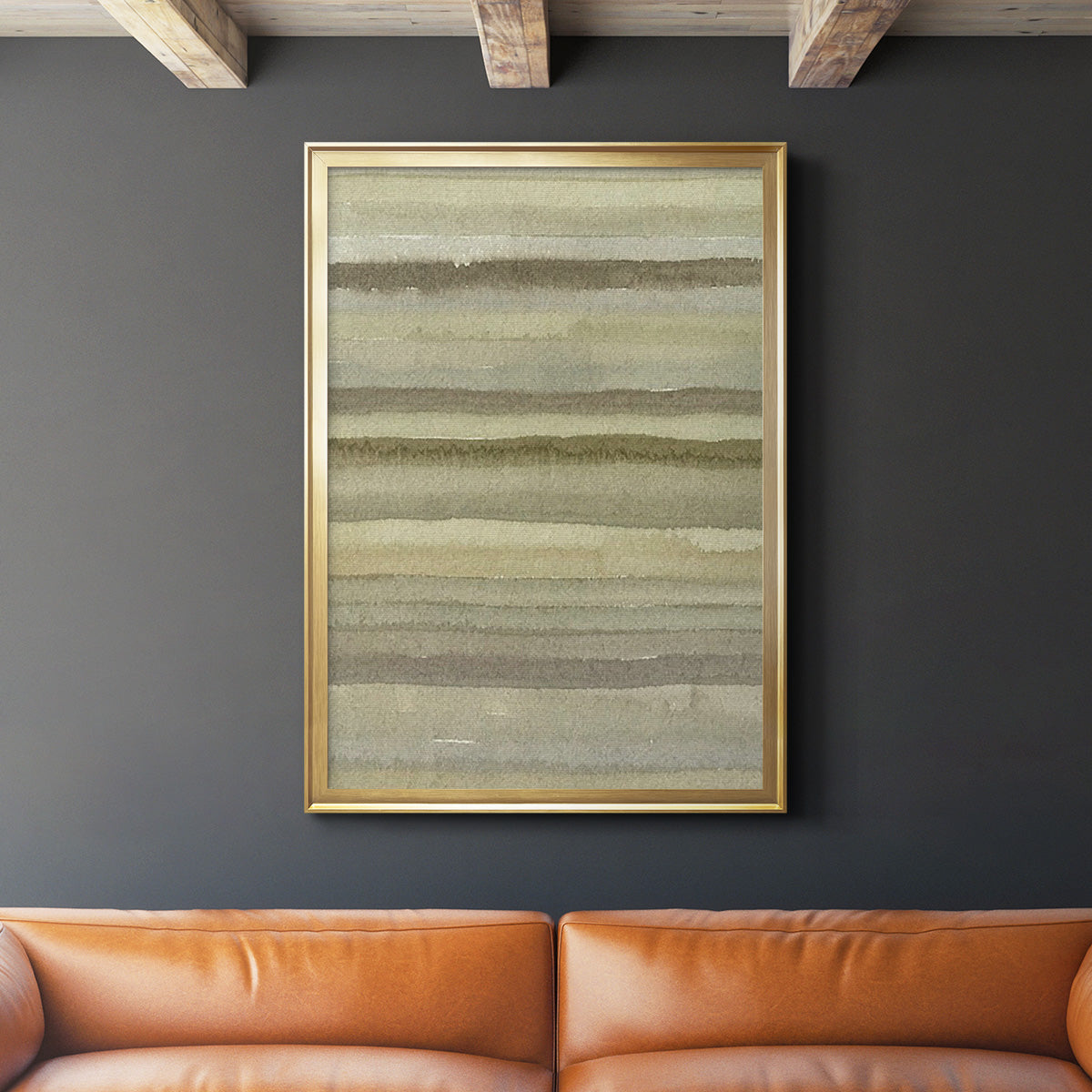 Lines in Neutral II - Modern Framed Canvas Print