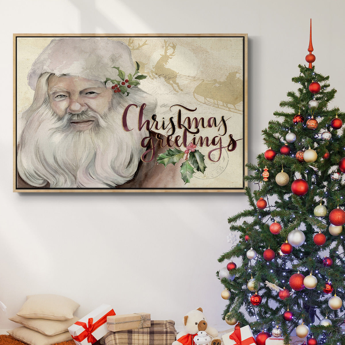 Christmas Greetings Collection A - Floater Framed Canvas Print