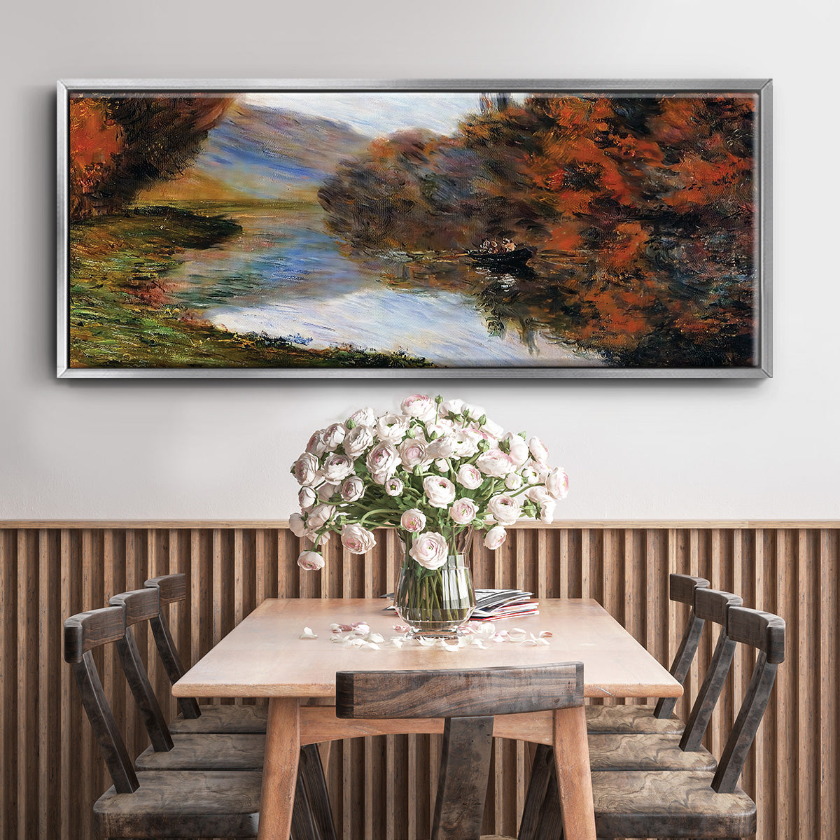 Rowboat on the Seine at Jeufosse, 1884 - Floater Framed Canvas Print