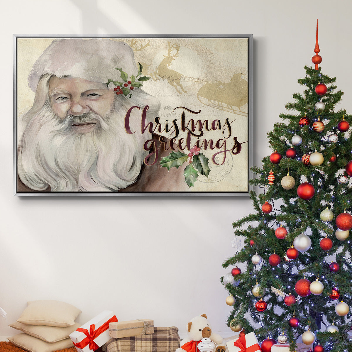 Christmas Greetings Collection A - Floater Framed Canvas Print