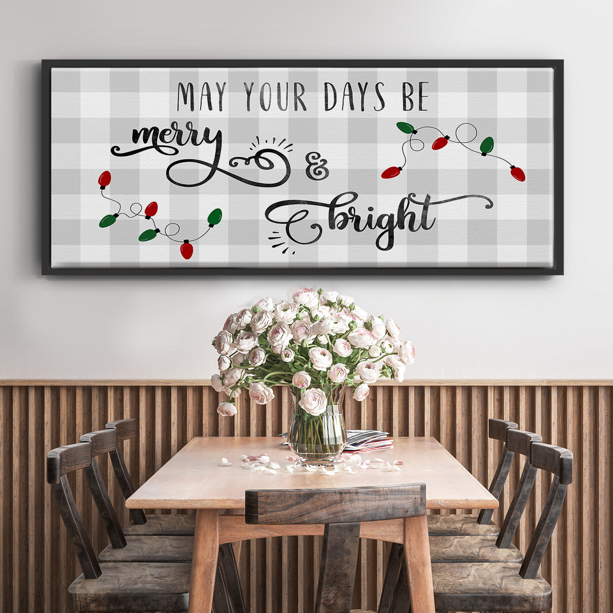 Buffalo Check Merry - Floater Framed Canvas Print