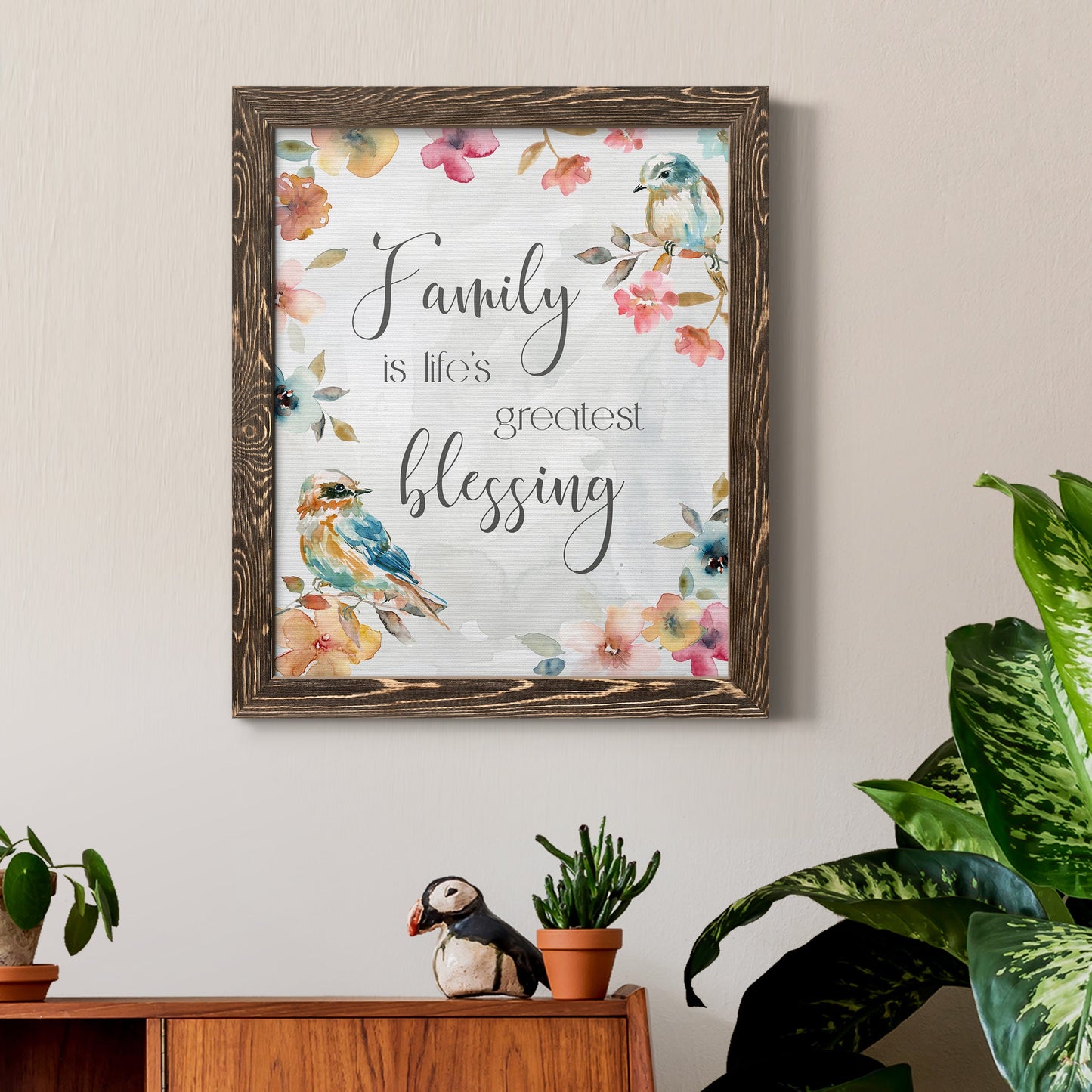 Spring Bird Blessing - Barnwood Framed Canvas Print