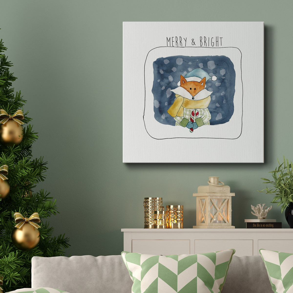 Christmas Fox-Premium Gallery Wrapped Canvas - Ready to Hang