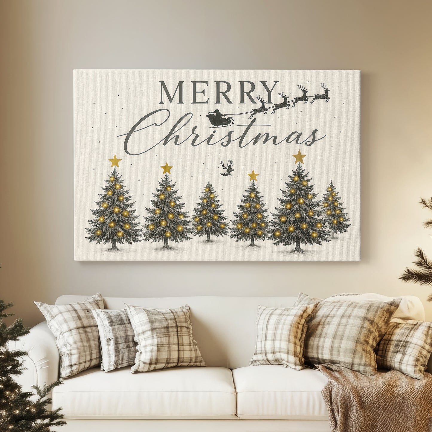 Frostlit Wreath of Pines - Canvas Art Print
