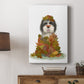 Landed in Autumn, Black and White Dog - Canvas Art Print