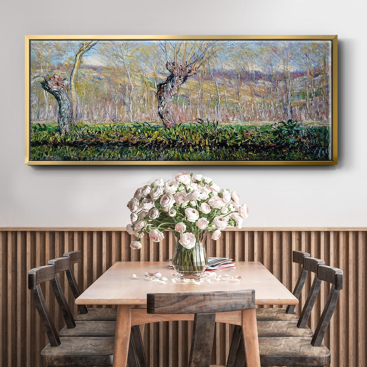 The Banks of the River Epte in Springtime, 1885 - Floater Framed Canvas Print
