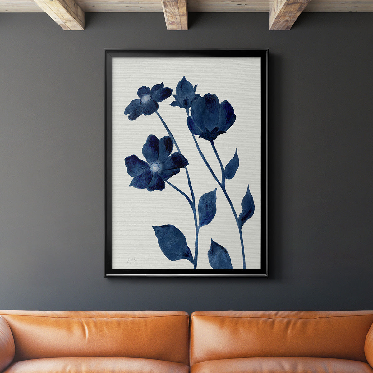 Indigo Bloom I - Modern Framed Canvas Print