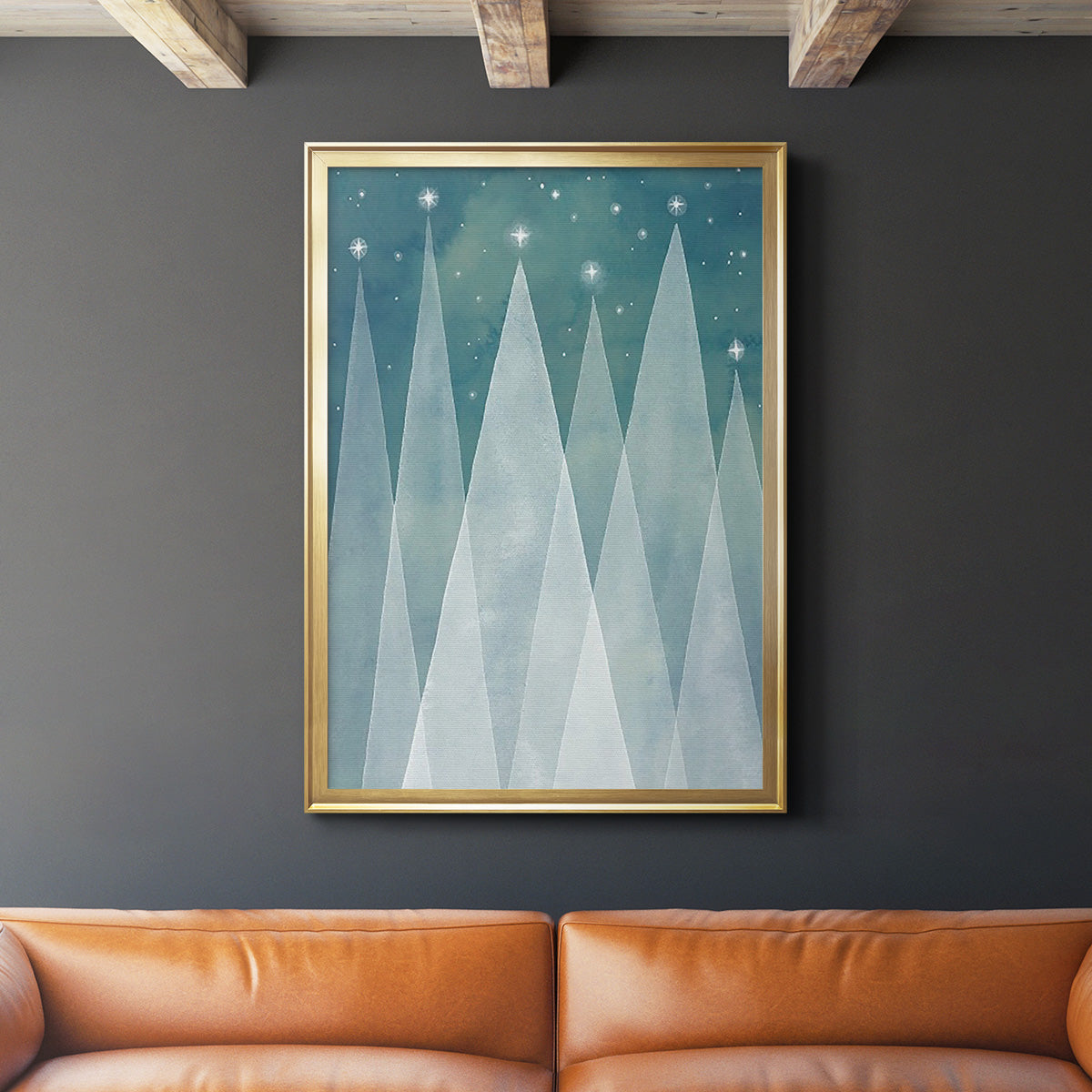 Mod Evergreens II - Modern Framed Canvas Print