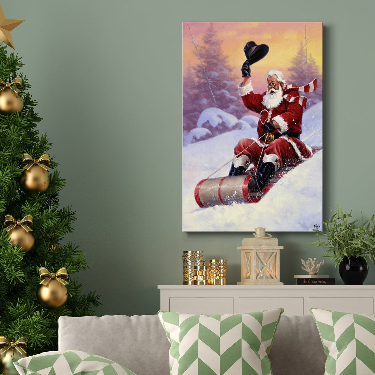 Here Comes Santa Premium Gallery Wrapped Canvas - Ready to Hang