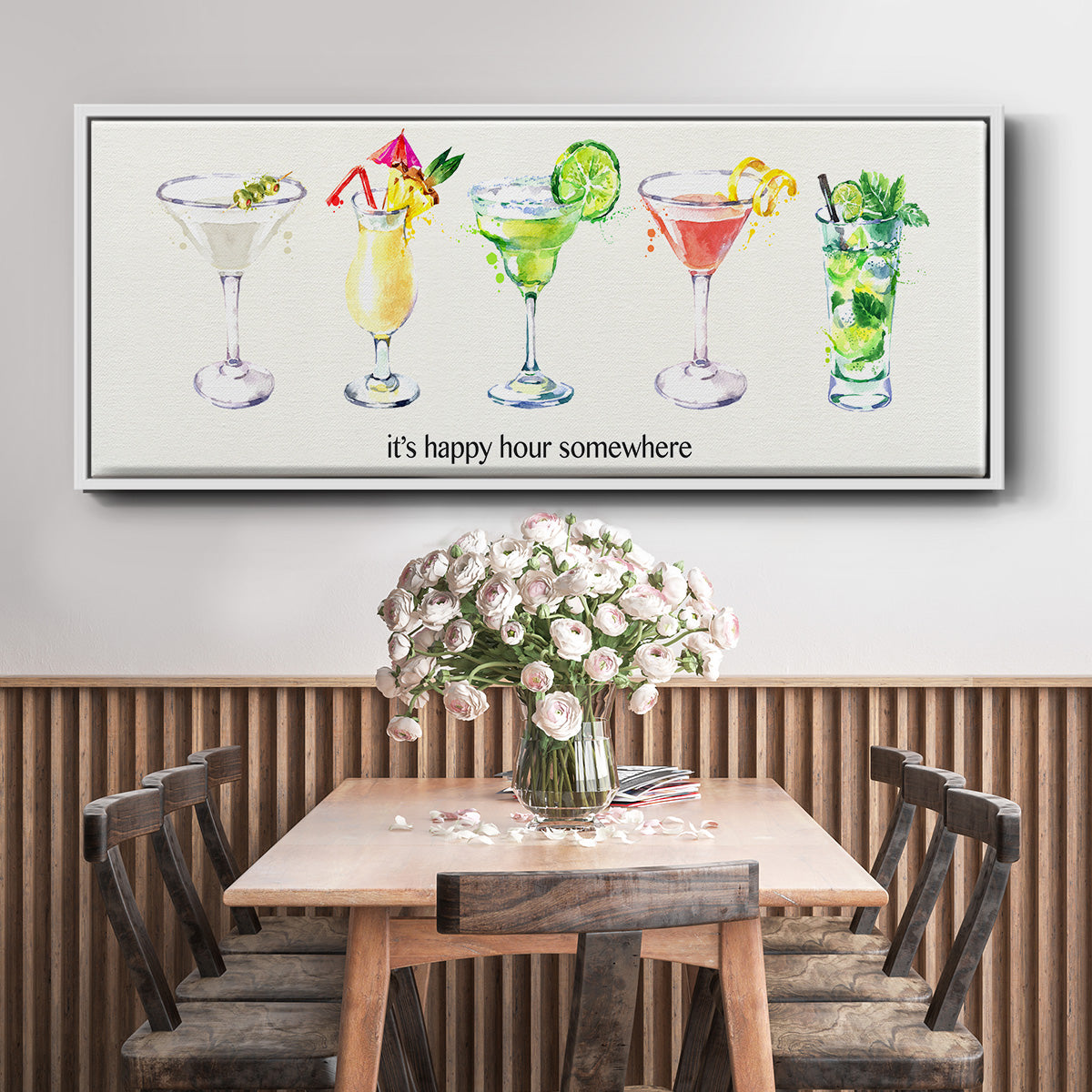 Happy Hour Cocktails - Floater Framed Canvas Print