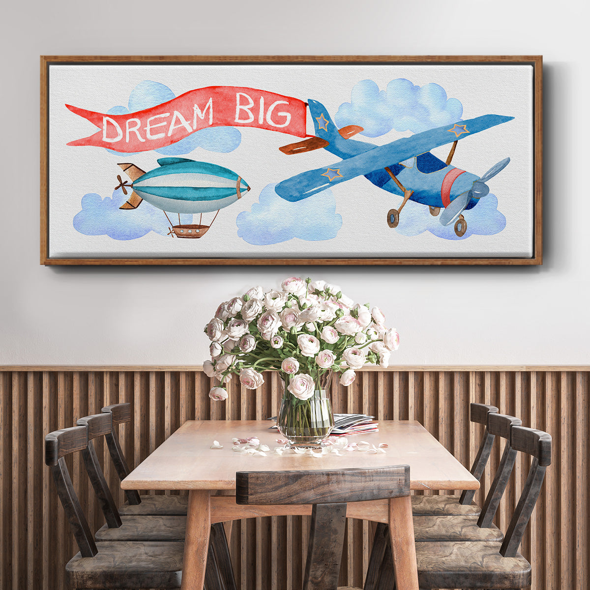 Dream Big Airplane - Floater Framed Canvas Print