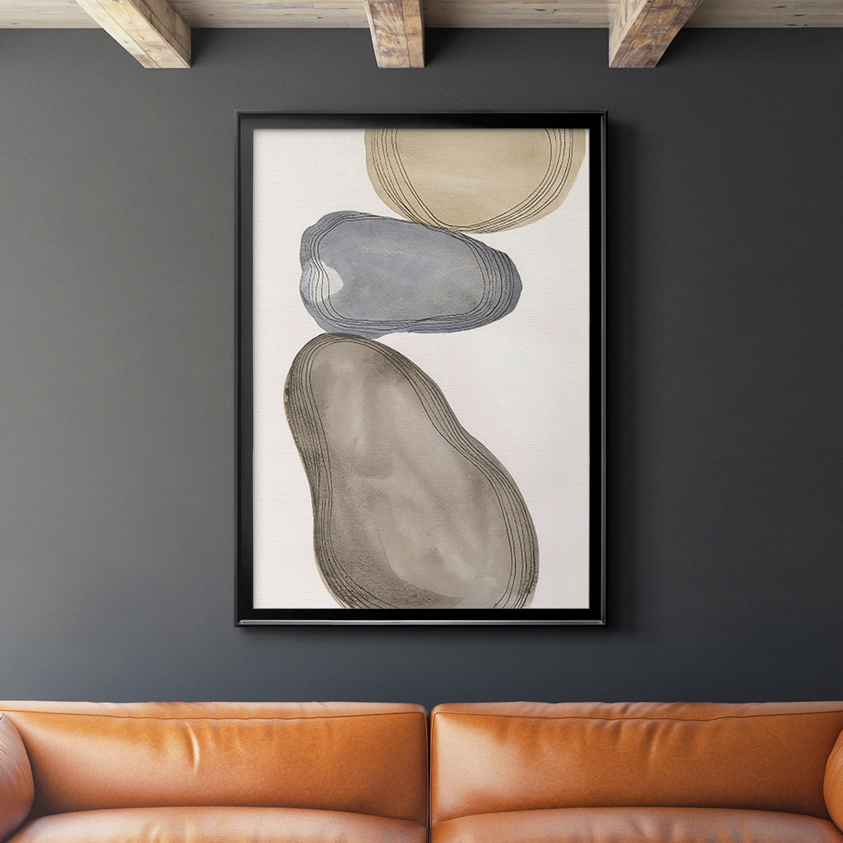 River Rocks Contour II - Modern Framed Canvas Print