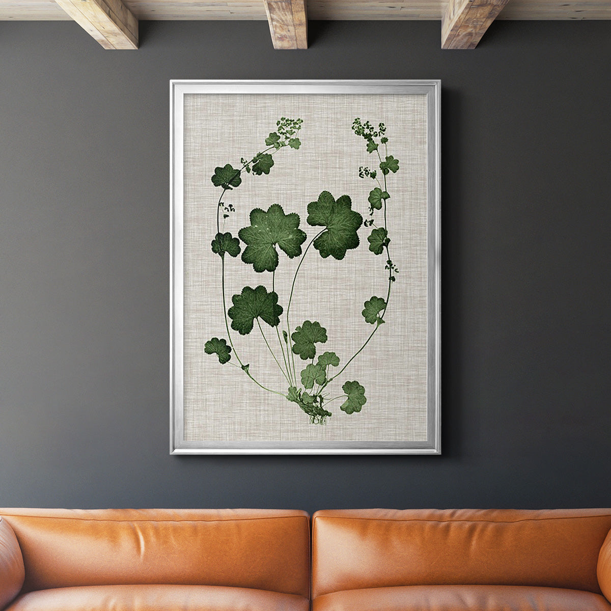 Forest Foliage on Linen II - Modern Framed Canvas Print